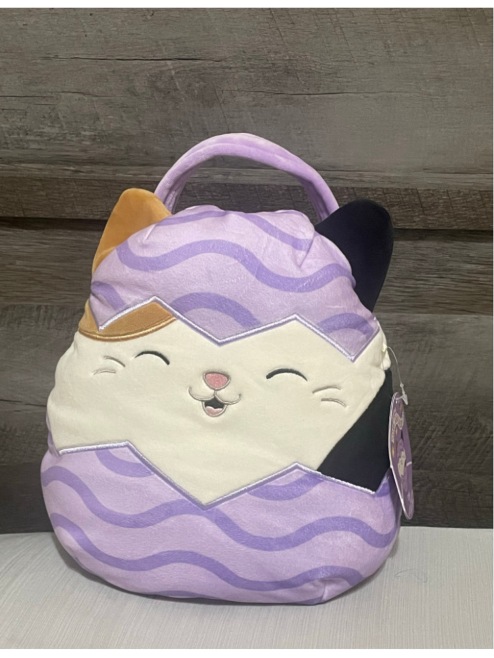 NWT Squishmellows Cam the Cat Plush Easter Egg Basket Purple Wave Kellytoy